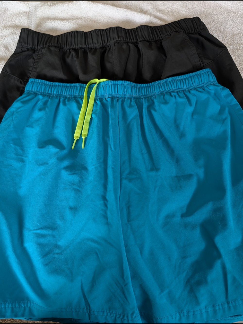 Men's Black and Teal Athletic Shorts Drawstring